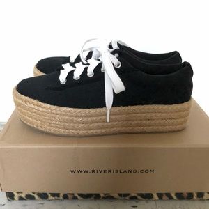 Flatform Black Espadrille Sneakers